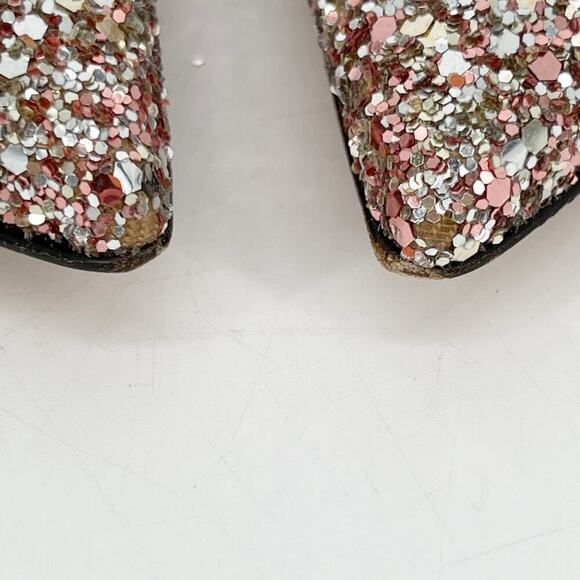 Jimmy Choo Rose Gold Genevi Coarse Glitter Crystal Pointed Toe Flat size IT 39.5 - Picture 8 of 13